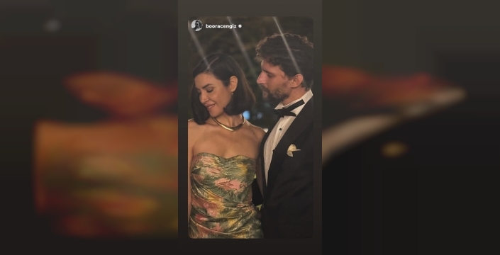 Bora Cengiz, sevgilisi Ahu Yağtu'ya düğünde romantik bakışlar attı