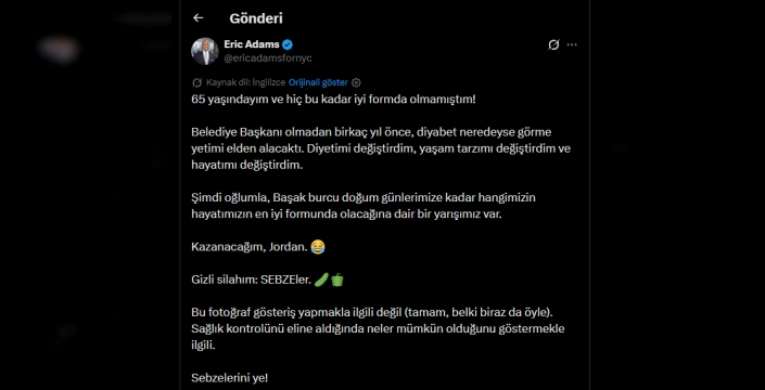 Eski başkan Adams'tan sağlıklı yaşam çağrısı