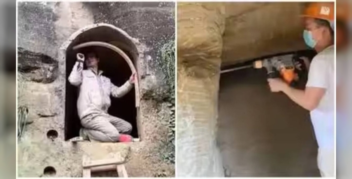 Eski madenci, kayadan ev inşa etti