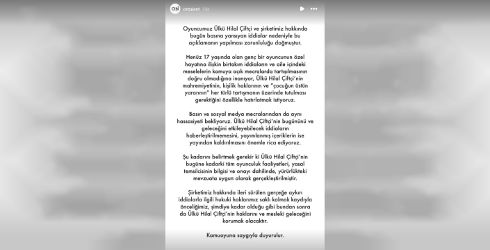 Ülkü Hilal Çiftçi'nin özel hayatı hakkında iddialara menajerlik şirketinden yanıt