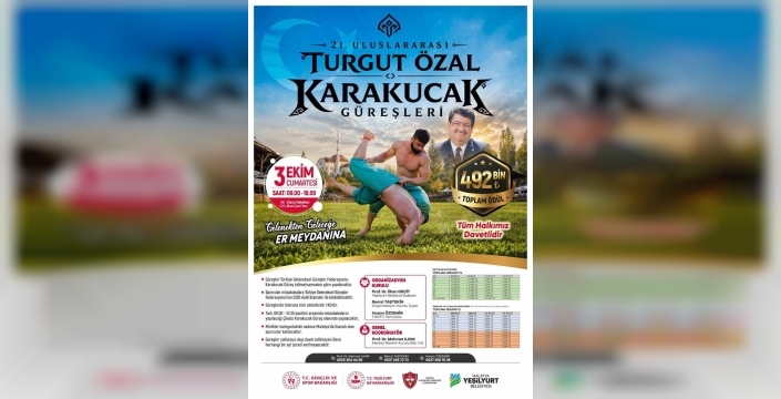 21. Turgut Özal karakucak güreşleri 3 ekimde yapılacak