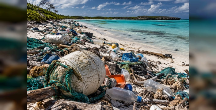 Aldabra sahilleri 500 ton atıkla kaplandı