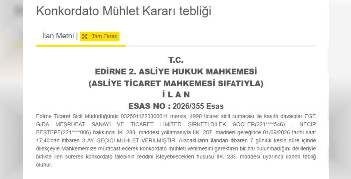 Ege Gıda Meşrubat, konkordato süreci başlattı