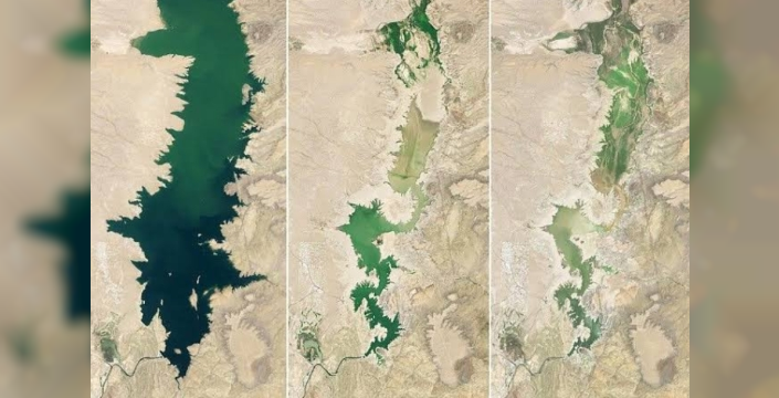 Elephant Butte rezervuarı neredeyse tamamen kurudu