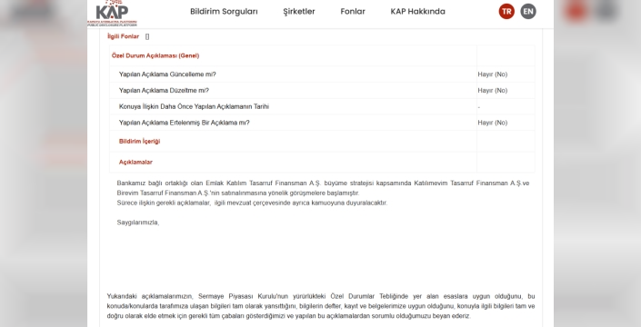 Emlak Katılım, iki finansman şirketini almak için masada