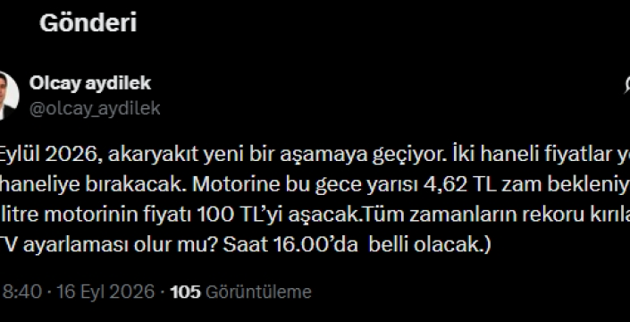 Motorine büyük zam geliyor, litre fiyatı 100 lirayı aşacak