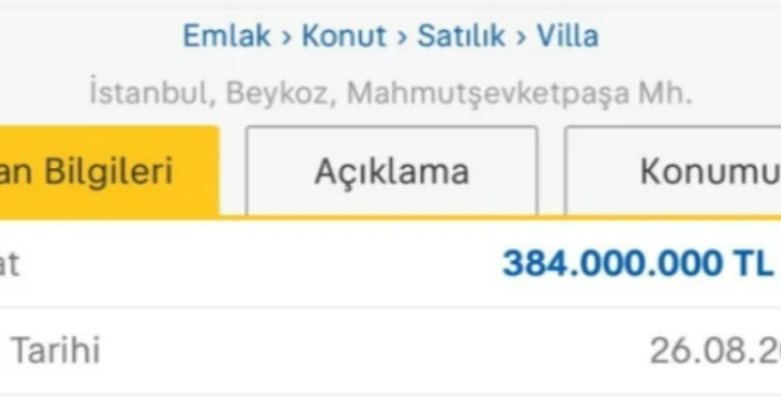 Tombalacı Mehmet'in malikanesi 384 milyon TL'ye satışta