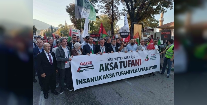 Bursa'da Filistin'e destek yürüyüşü gerçekleştirildi