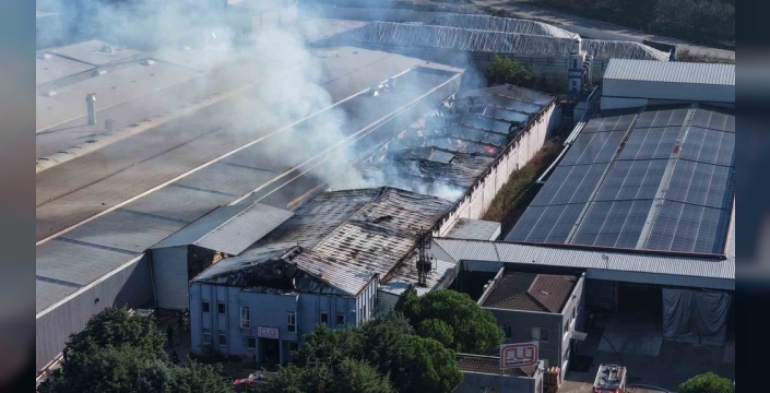 Bursa'daki fabrika yangınının bilançosu havadan görüntülendi