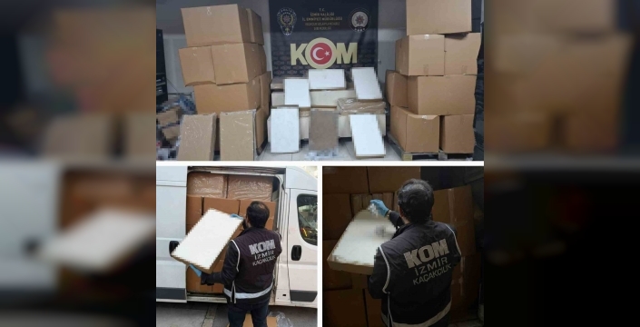 İzmir'de mobil depoya baskın yapıldı, 2 milyon makaron ele geçirildi