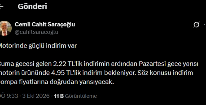 Motorin fiyatlarına bu gece yarısı indirim uygulanacak