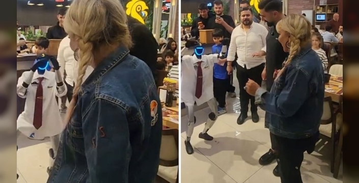 Safiye Soyman restoranda robotla dans etti