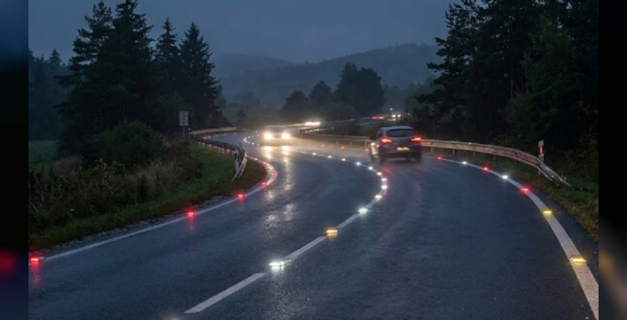 Slovakya'da güneş enerjili yol çivileri kullanılmaya başlandı