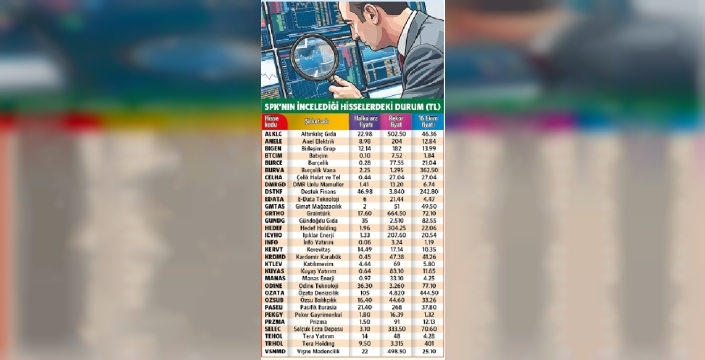 SPK: 31 hisse incelemede, 37 kişiye yasak