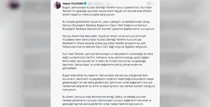 Yüksel Yıldırım, Nuri Asan Tesisleri'nin korunmasını vurguladı